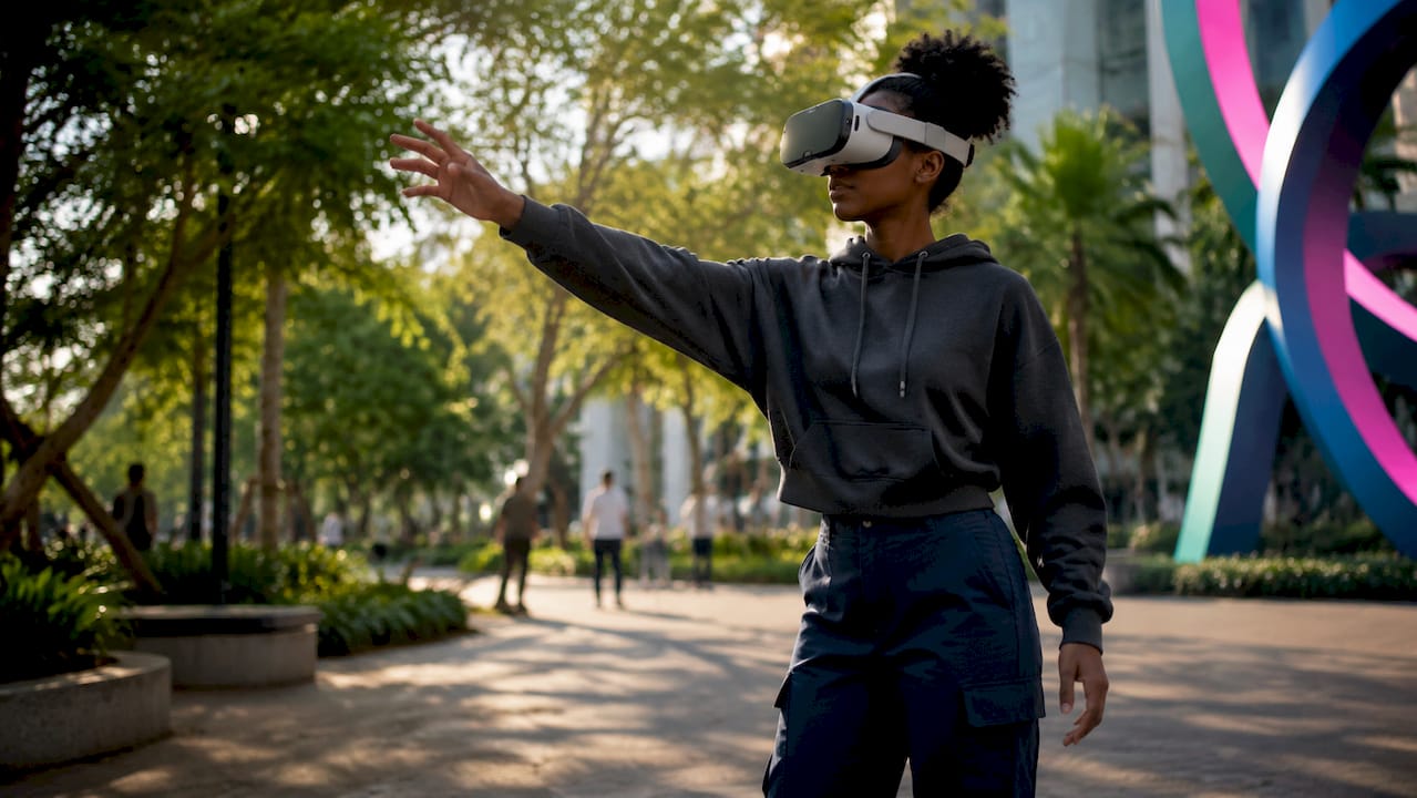 Woman engaged in scenario-based VR training
